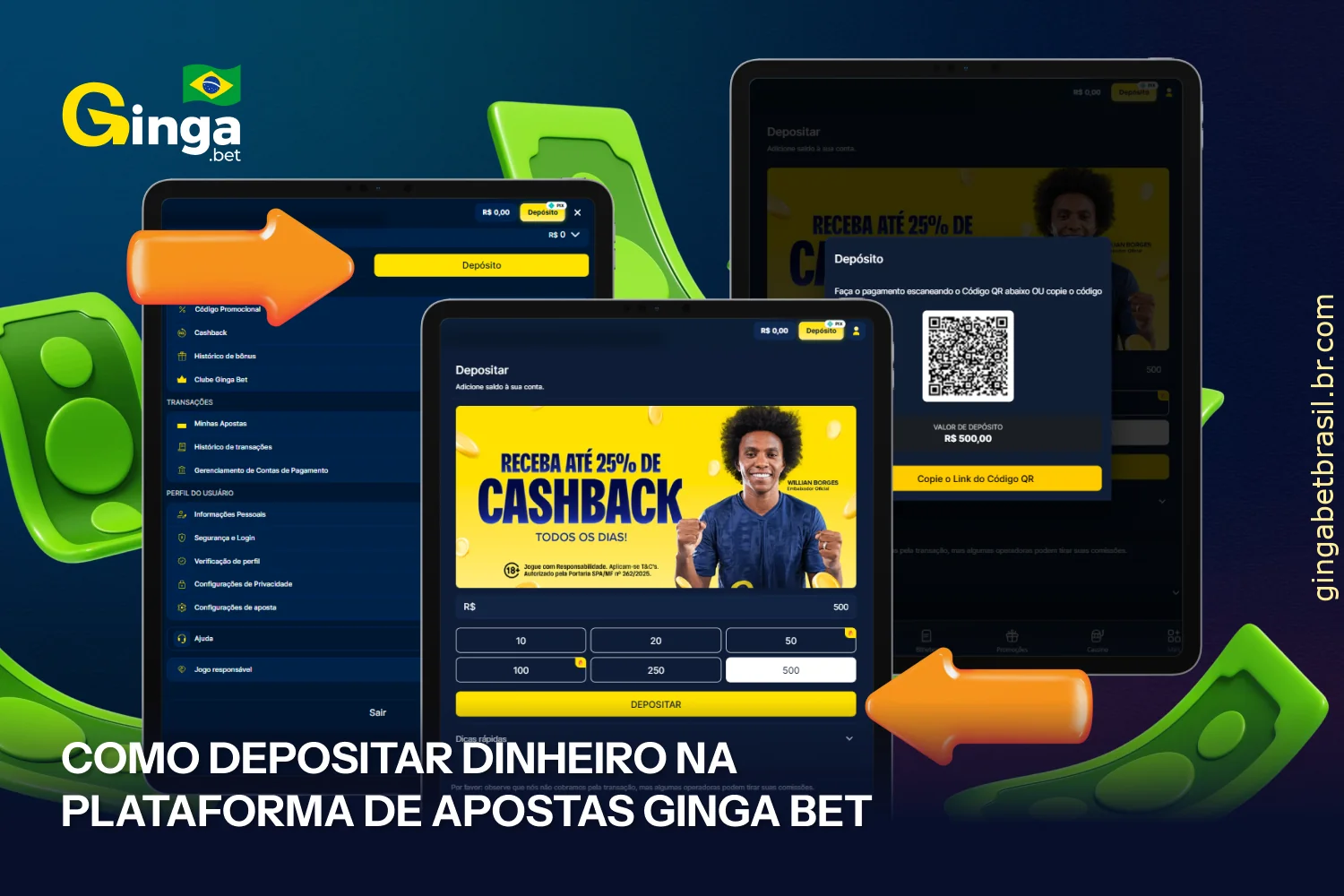 GingaBet Brasil possui vários métodos de depósito