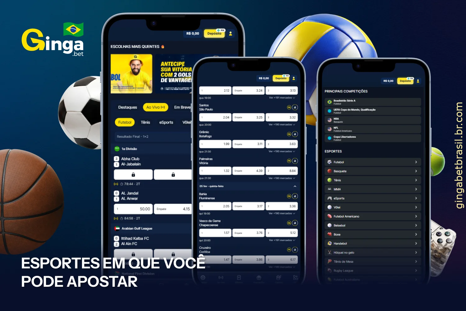 A GingaBet oferece aos jogadores no Brasil uma ampla variedade de esportes populares, incluindo opções tradicionais e alguns mercados exclusivos