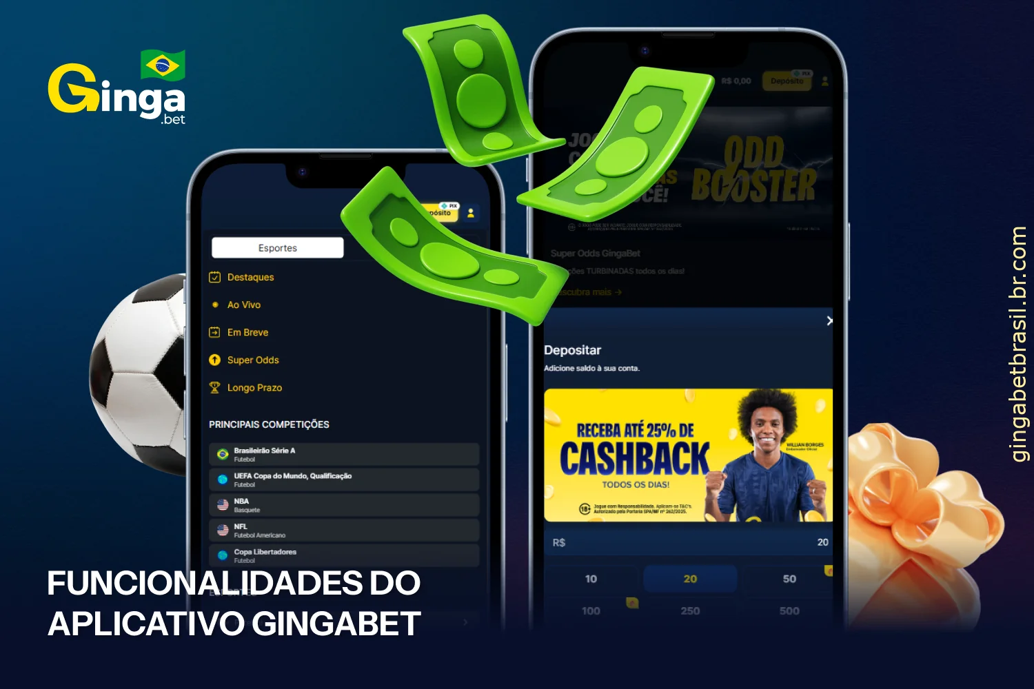 O aplicativo móvel da GingaBet oferece as principais funcionalidades de apostas e cassino, desenvolvidas para usuários no Brasil