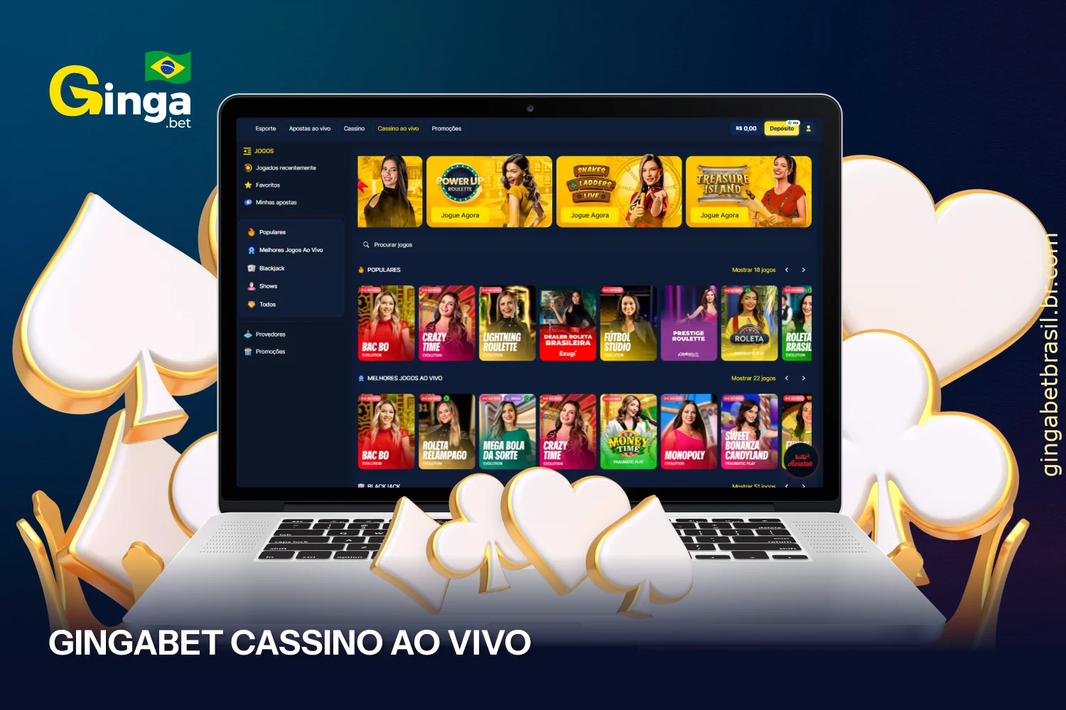A seção de cassino ao vivo da Gingabet oferece uma ampla seleção de jogos com crupiês ao vivo