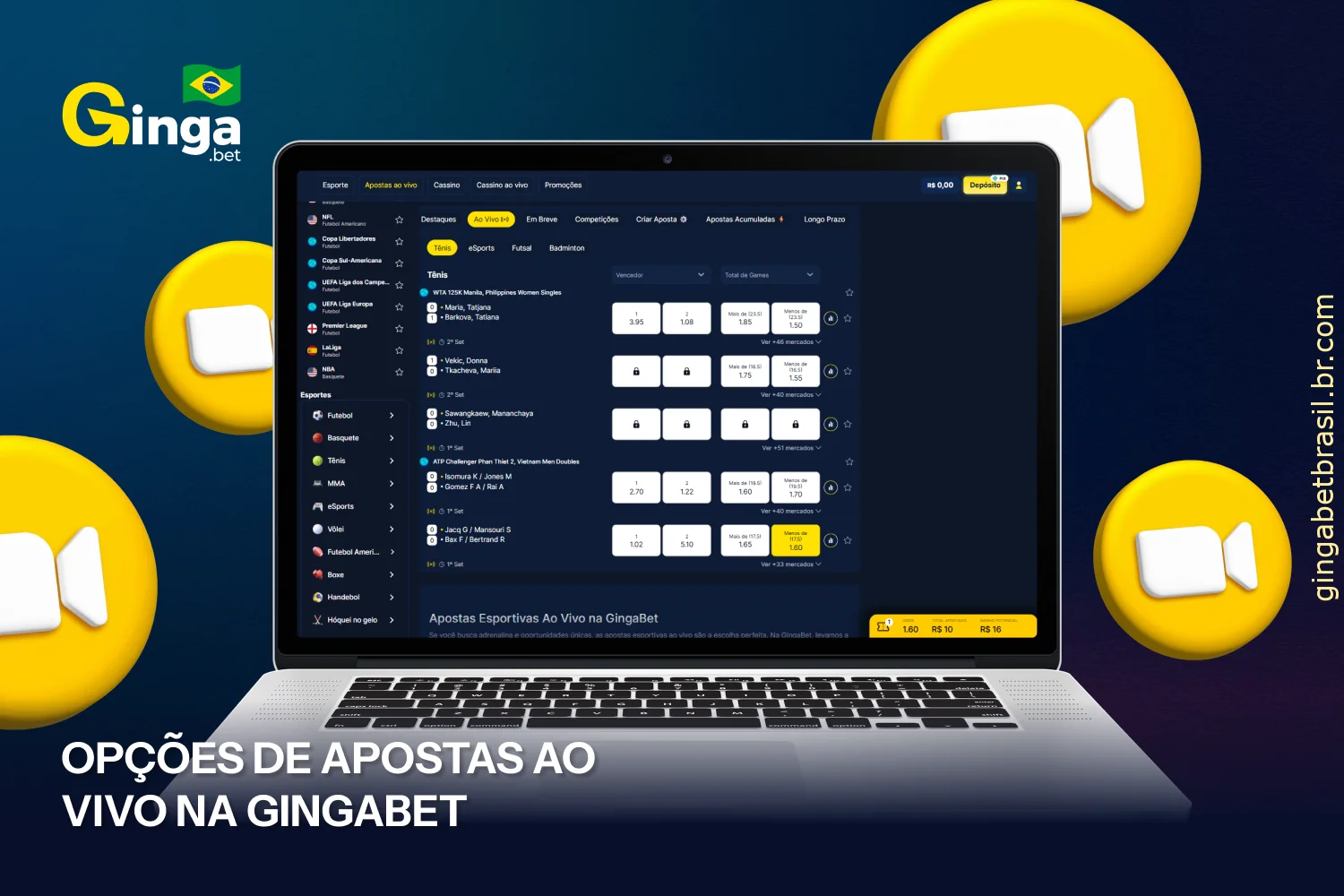 Uma das opções interessantes na GingaBet é a seção de apostas em tempo real